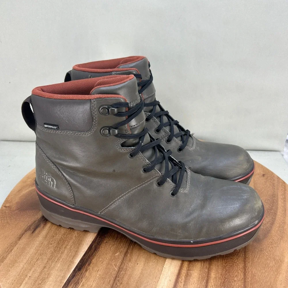 The North Face Ballard II Waterproof Boots Mens 11 Grey Brown Leather NF0A2T4I